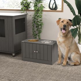 Elevated Dog Bowls with Storage Cabinet Containing Large 44L Capacity, Gray