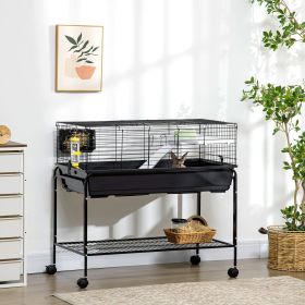 Two-Story Small Animal Cage Removable from Stand, Guinea Pig Cage, Hedgehog Cage, Chinchilla Cage, Ferret, with Shelf & Wheels, Pet Habitat