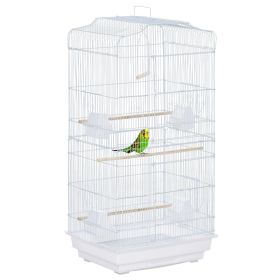 36" Bird Cage, Macaw Play House, Cockatoo, Parrot, Finch Flight Cage, 2 Doors, Perch 4 Feeder Pet Supplies, White